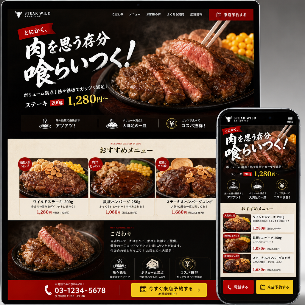 飲食・LPの制作例