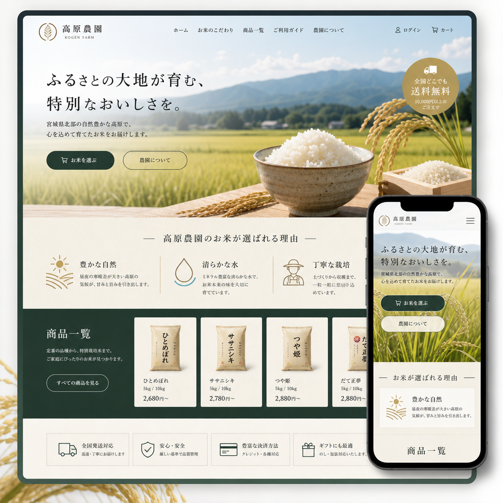 食品・農業・ECサイトの制作例