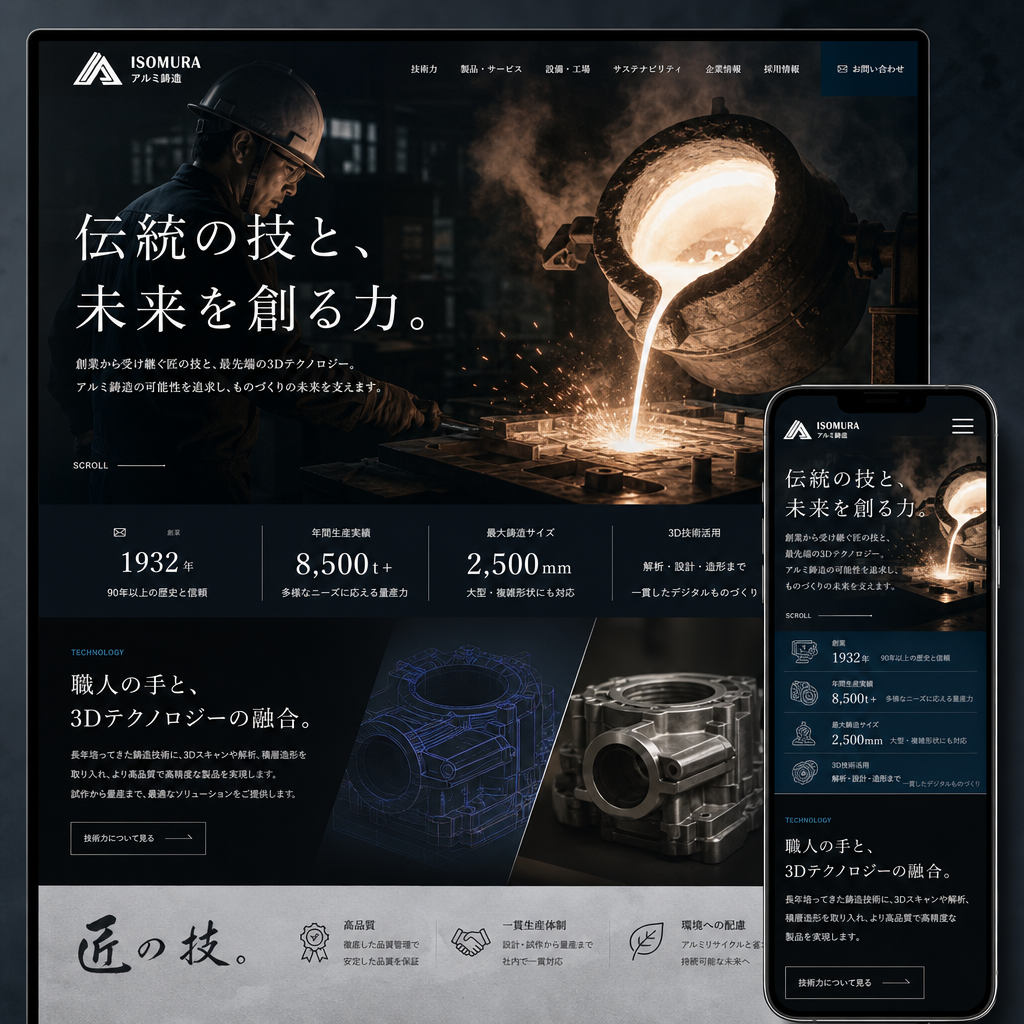 製造・メーカー・コーポレートサイトの制作例