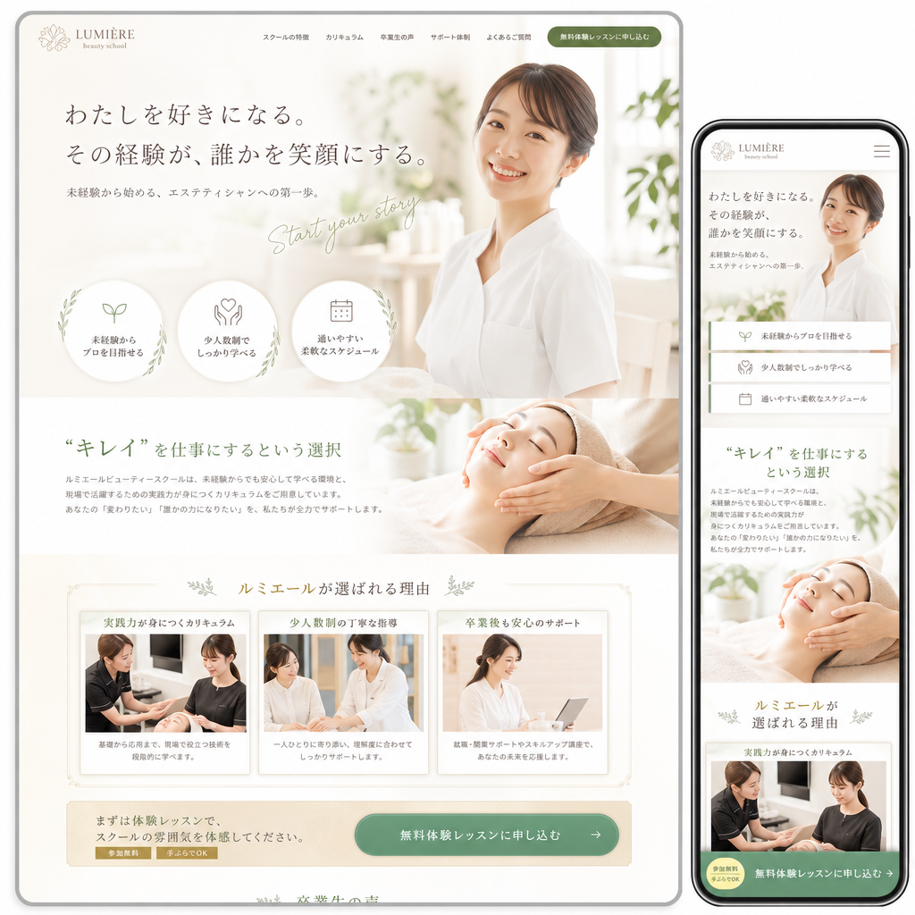 美容・サロン・スクール・習い事の制作例