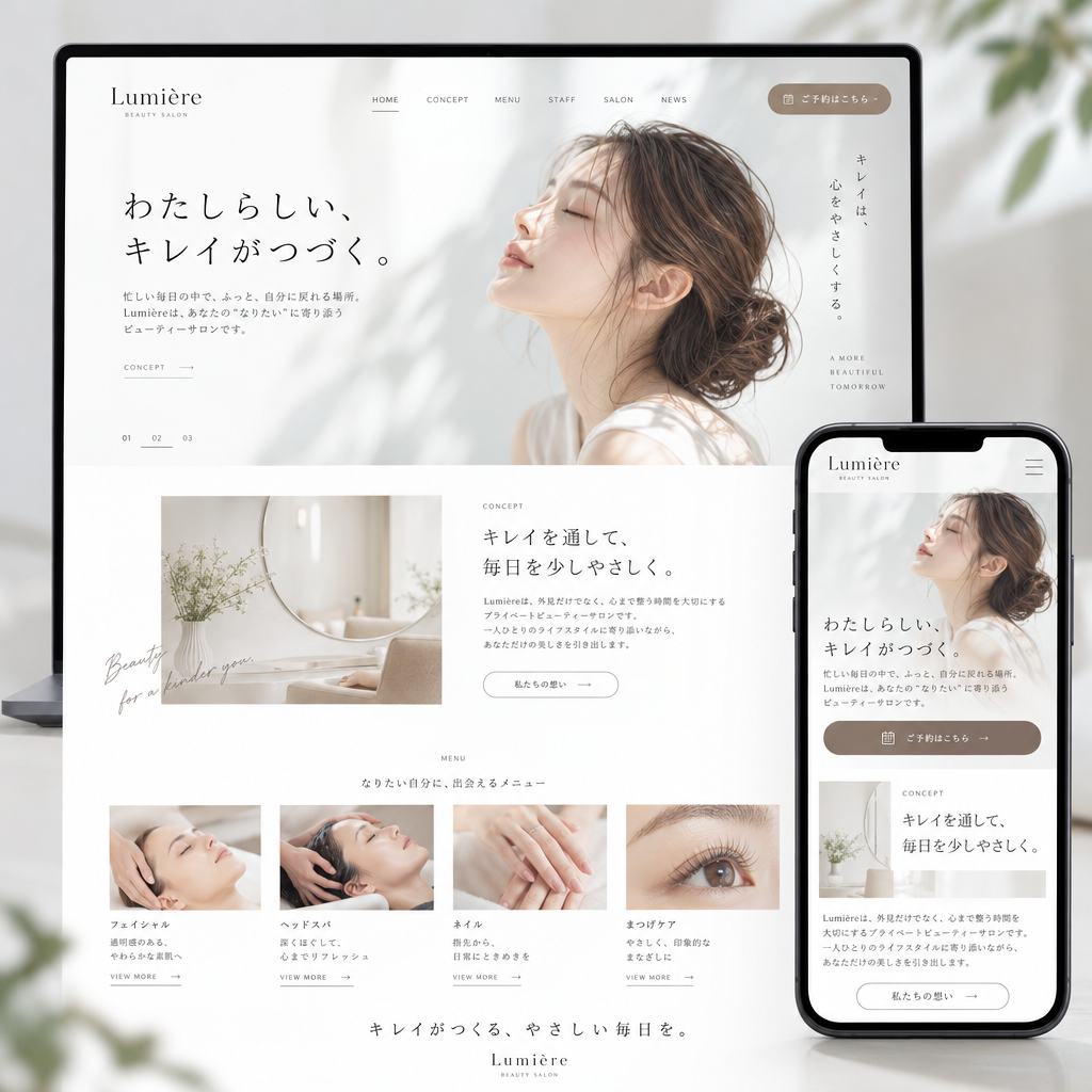 美容・サロン・店舗サイトの制作例