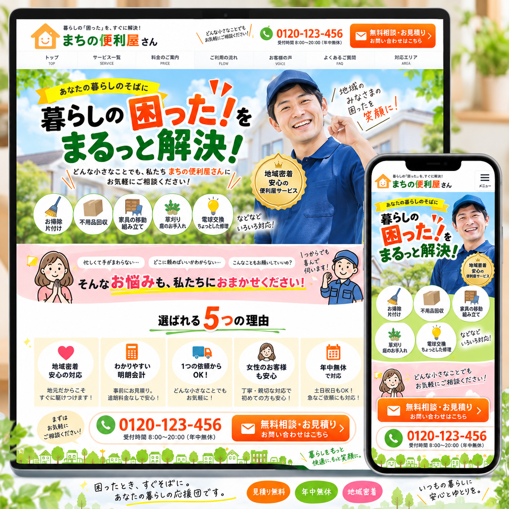 清掃・暮らしのサービス・LPの制作例