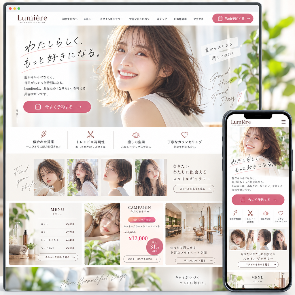 美容・サロン・店舗サイトの制作例