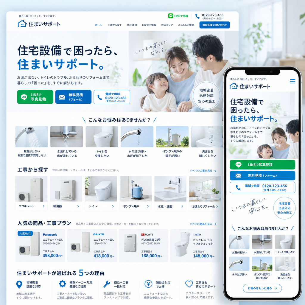 建設・リフォーム・サービスサイトの制作例