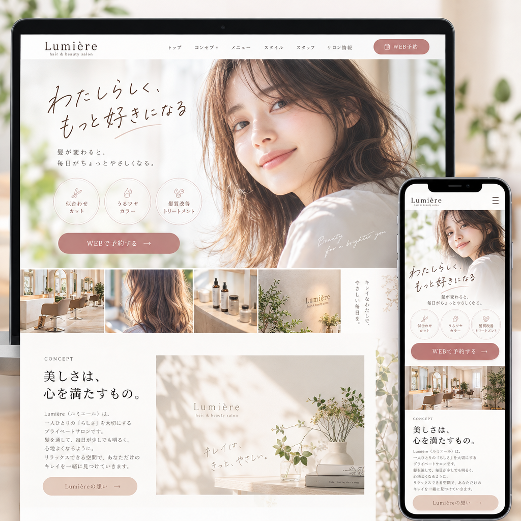 美容・サロン・店舗サイトの制作例