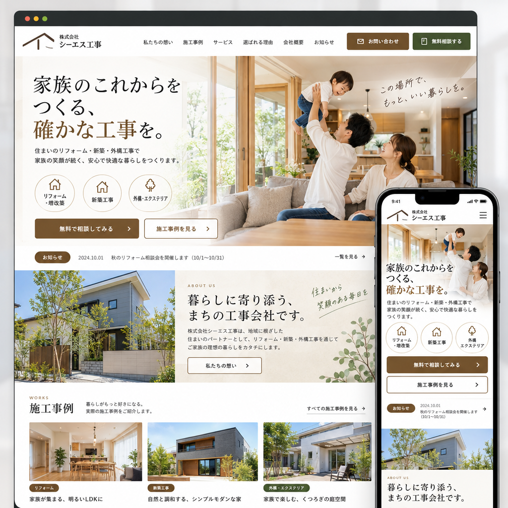 建設・リフォーム・コーポレートサイトの制作例