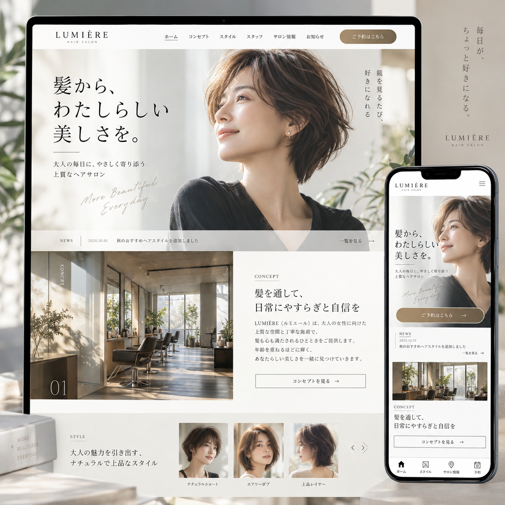 美容・サロン・コーポレートサイトの制作例